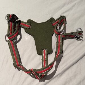 Vibrant Life premium step in Green and Red Striped Dog Harness sz M